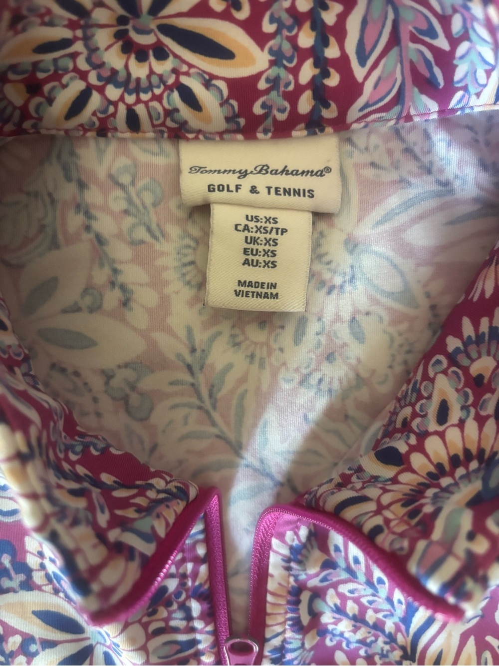 Tommy Bahama L/S  Pink Floral Zip Jacket - Picture 4 of 7